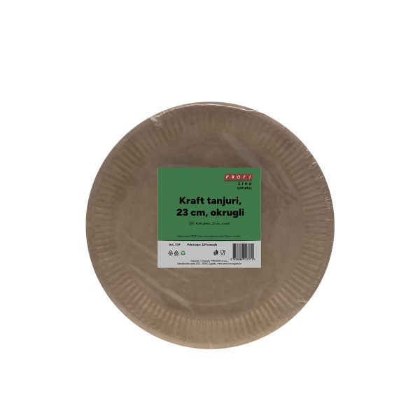 Kraft papirnati tanjuri, okrugli, 23cm, PROFI.Line, 20/1 (art.737) A.8.5